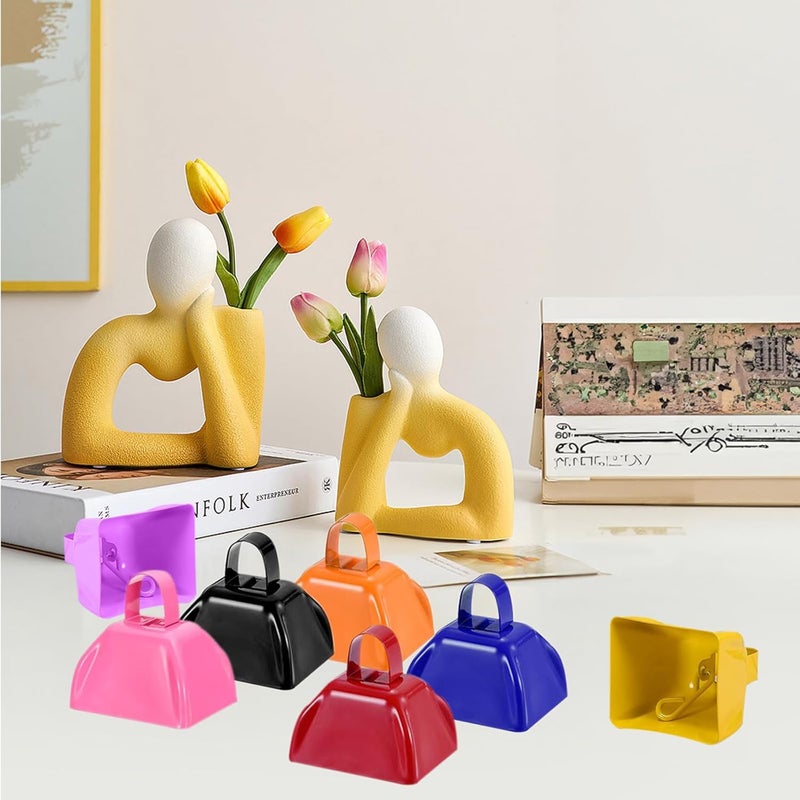 HEYLEAYAR 3Inch Cowbells for Sporting Events,12Pcs Metal Cow Bells Bulk Loud Noise Makers Cow Bell with Handle for Cheering Football Games Spirit Marathon Weddings Party Noisemakers, Coffee - Image 4